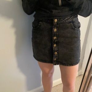 Black Denim Mini Skirt